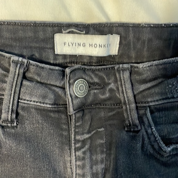 Flying monkey size 26 stretch black destroyed jeans - Picture 2 of 7